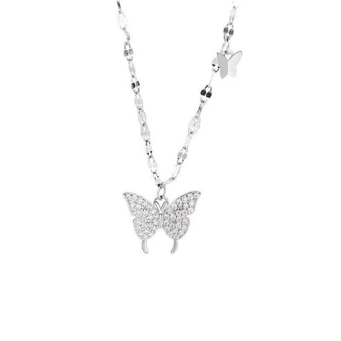 Elegant Butterfly Pendant Necklace for Women – Sparkling Silver Jewelry Gift