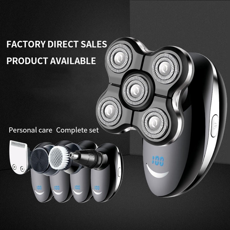 5-in-1 Electric Rotary Shaver Grooming Kit – Rechargeable Head, Beard & Face Care Set for Men