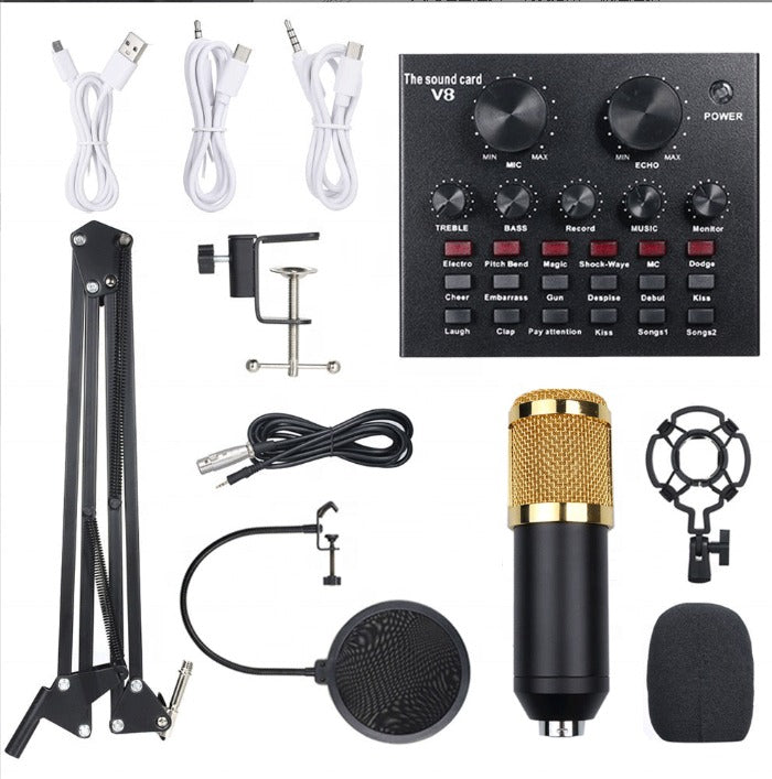V8 Sound Card Audio Mixer – Multi-Device Compatible for Streaming & Recording