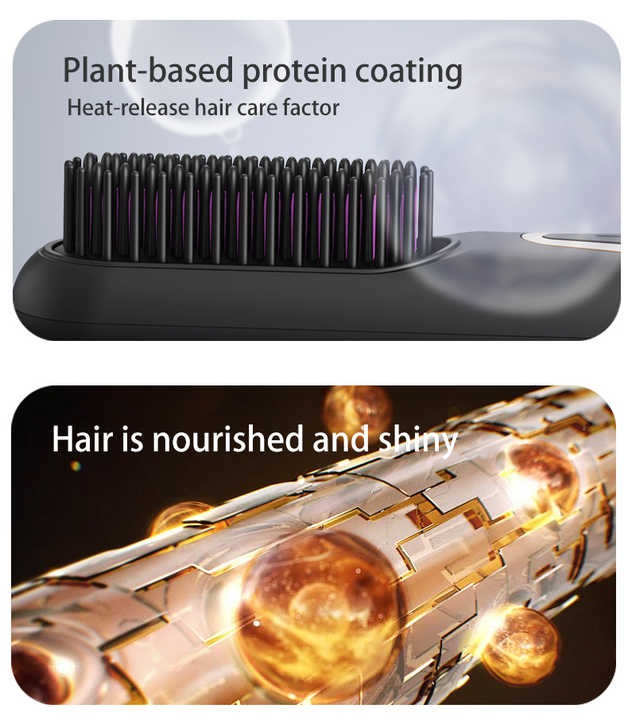 Mini Hair Straightening Brush – Portable Fast-Heating Styling Tool for Smooth, Sleek Hair
