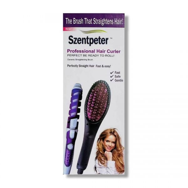 2-in-1 Hair Straightening Brush – Instant Heat Styling Tool for Smooth & Frizz-Free Hair