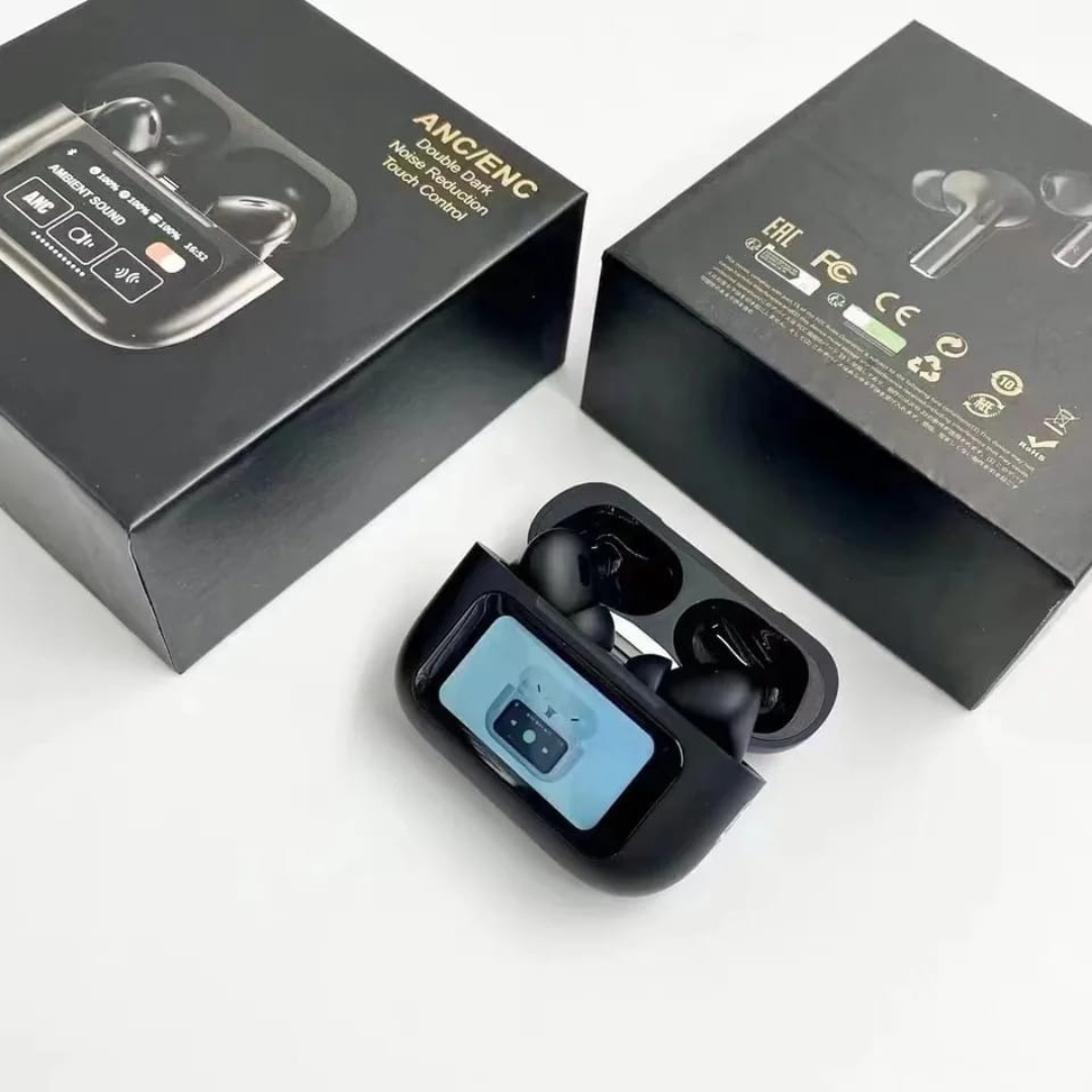 Smart Touchscreen Bluetooth Earbuds with LED Display & Video Player Case